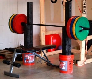 Homemade Squat and Bench Press Stand Bench 300x257 Homemade Squat and Bench Press Stand