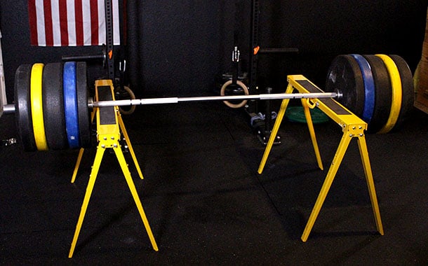 saw horses, squat rack